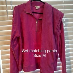 Pink Quarter-Zip Pullover and Pants Set